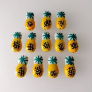 Hand Painted Ceramic Pineapple Beads